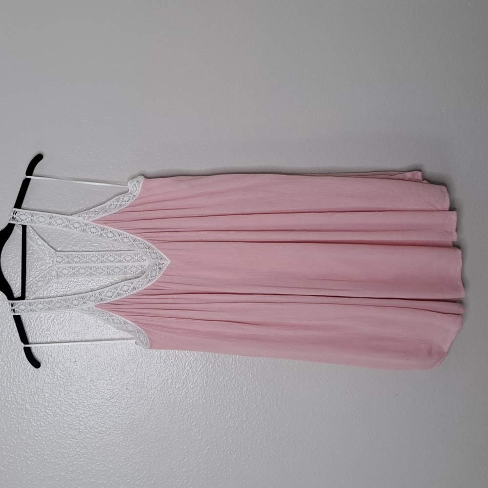 Ir Babydoll Blush Pink Lace V-Neck Sundress Textured Lined Size Small